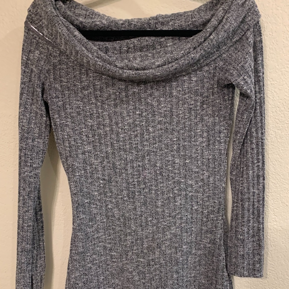 7 For All Mankind Off The Shoulder Grey Sweater